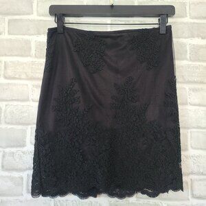 Lulus Black Lace Overlay Mini Skirt Straight Womens Medium Whimsigoth Victorian